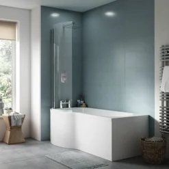Cruze P Shaped Shower Bath - 1700mm With Screen + Panel -Villeroy Shop 17csb d3