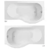 Cruze P Shaped Shower Bath - 1700mm Inc. Screen With Knob + Panel