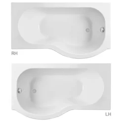 Cruze P Shaped Shower Bath - 1700mm Inc. Screen With Knob + Panel