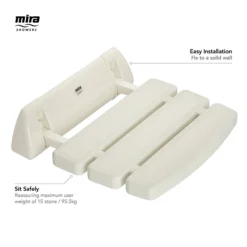 Mira Folding Wall Mounted Shower Seat - White -Villeroy Shop 2.1536.128a1