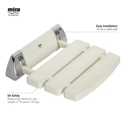 Mira Folding Wall Mounted Shower Seat - White/Chrome -Villeroy Shop 2.1536.129a
