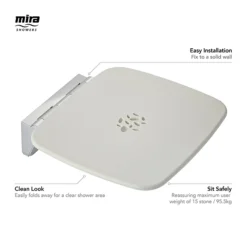 Mira Premium Folding Wall Mounted Shower Seat - White/Chrome -Villeroy Shop 2.1731.001a