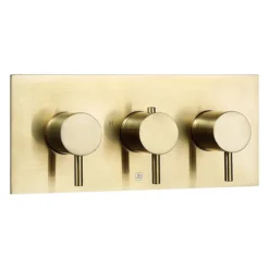 JTP Vos Brushed Brass Twin Outlet Thermostatic Concealed Shower Valve Horizontal