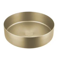 JTP Vos Brushed Brass Round Stainless Steel Counter Top Basin + Waste -Villeroy Shop 23ctr400bbr d1