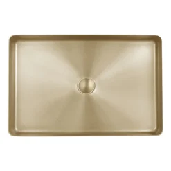 JTP Vos Brushed Brass Rectangular Stainless Steel Counter Top Basin + Waste