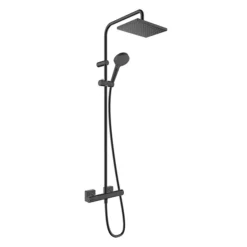 Hansgrohe Vernis Shape EcoSmart Showerpipe 230 Thermostatic Shower Mixer - Matt Black