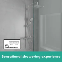 Hansgrohe Vernis Shape Showerpipe 230 Thermostatic Shower Mixer - Chrome -Villeroy Shop 26286000 d5