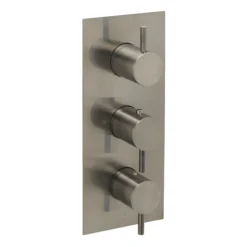 JTP Vos Brushed Black Twin Outlet Thermostatic Concealed Shower Valve Vertical