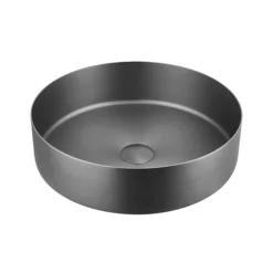 JTP Vos Brushed Black Round Stainless Steel Counter Top Basin + Waste -Villeroy Shop 27ctr400bbl d1