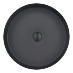 JTP Vos Matt Black Round Stainless Steel Counter Top Basin + Waste
