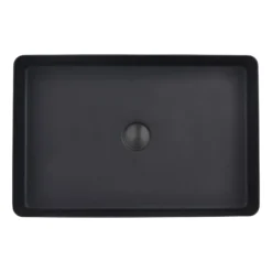 JTP Vos Matt Black Rectangular Stainless Steel Counter Top Basin + Waste