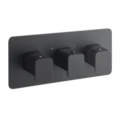 JTP Hix Matt Black Triple Outlet Thermostatic Concealed Shower Valve Horizontal