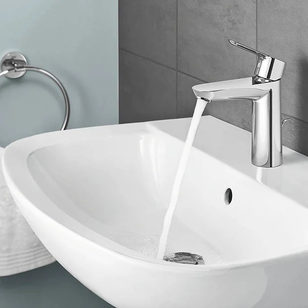 Grohe Bau 600mm 1TH Basin + Full Pedestal 3 Grohe Bau 600mm 1TH Basin + Full Pedestal - Image 3