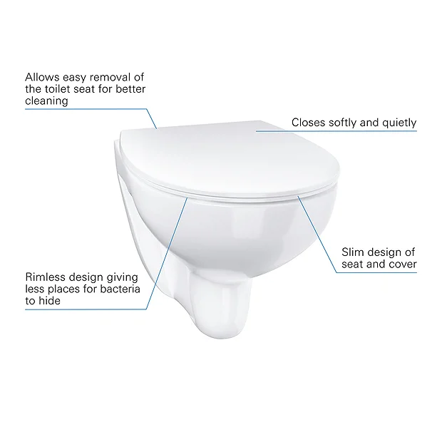 Grohe Bau Rimless Wall Hung Toilet With Slim Soft Close Seat 3 Grohe Bau Rimless Wall Hung Toilet With Slim Soft Close Seat - Image 3