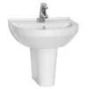 VitrA - S50 Round Washbasin & Half Pedestal - 1 Tap Hole - 4 Size Options