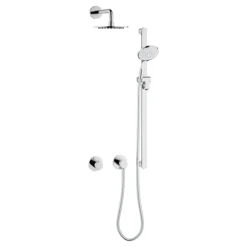 Keuco Ixmo Round Thermostatic Shower System With Head + Slide Rail Kit - Chrome