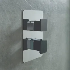 JTP Axel Single Outlet Thermostatic Concealed Shower Valve With Matt Black Handles -Villeroy Shop 74651mbh d1