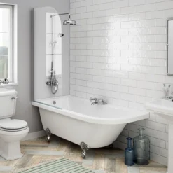 Appleby 1700 Roll Top Shower Bath With Screen + Chrome Leg Set -Villeroy Shop a17bsr d4