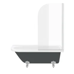 Appleby Grey 1700 Roll Top Shower Bath With Screen + Chrome Leg Set -Villeroy Shop a17bsrgry new detail2