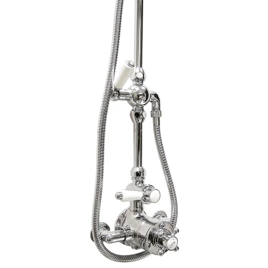Hudson Reed Twin Shower Valve With Victorian Grand Rigid Riser Kit - Chrome 4 Hudson Reed Twin Shower Valve With Victorian Grand Rigid Riser Kit - Chrome - Image 4