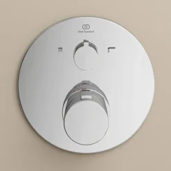 Ideal Standard Ceratherm T100 Chrome Built-In Thermostatic 2 Outlet Round Shower Mixer + Easybox