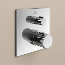 Ideal Standard Ceratherm T100 Chrome Built-In Thermostatic 2 Outlet Square Shower Mixer + Easybox -Villeroy Shop a7522aaa1000nu d2