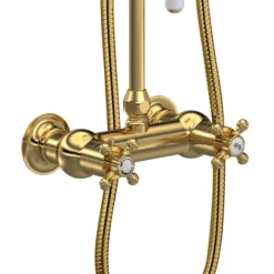 Hudson Reed Brushed Brass Thermostatic Shower Valve & Rigid Riser Kit -Villeroy Shop a8117 d3