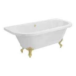 Admiral 1685 Back To Wall Roll Top Bath + Brushed Brass Leg Set -Villeroy Shop admiral1685bb d1n