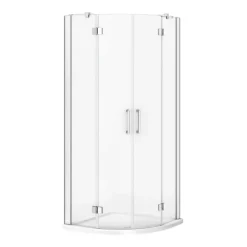 Apollo 800x800mm Frameless Double Door Quadrant Enclosure (inc. Tray + Waste) -Villeroy Shop apddq80 d1