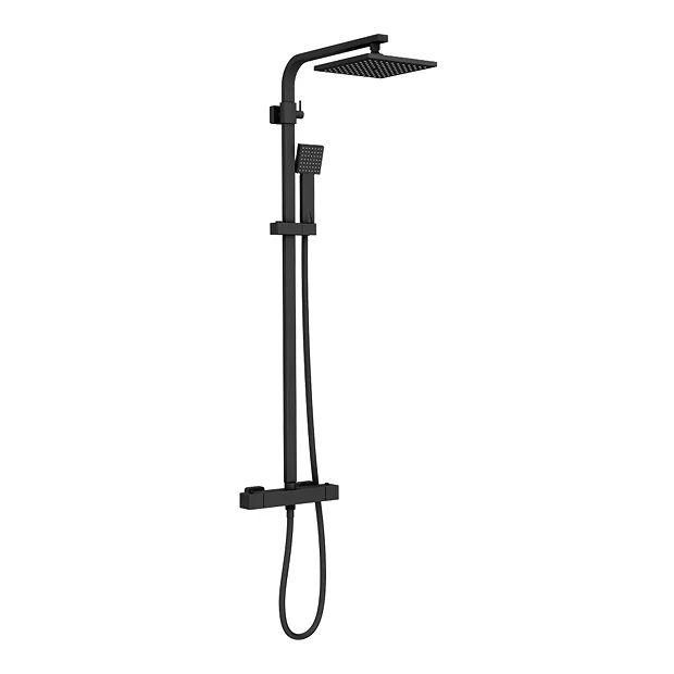 Arezzo Modern Square Thermostatic Shower - Matt Black 1 Arezzo Modern Square Thermostatic Shower - Matt Black
