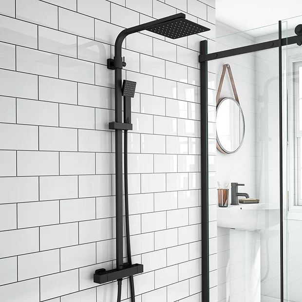 Arezzo Modern Square Thermostatic Shower - Matt Black 2 Arezzo Modern Square Thermostatic Shower - Matt Black - Image 2