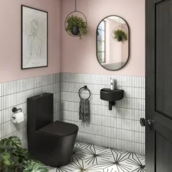 Arezzo Matt Black BTW Close Coupled Toilet + Soft Close Seat -Villeroy Shop arzbtwccmb detail03