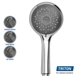 Triton - Aspirante 9.5kw Electric Shower - Brushed Steel -Villeroy Shop asp08brstla4 1
