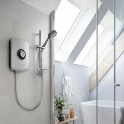 Triton Amore 8.5kW Electric Shower - Brushed Steel -Villeroy Shop aspamo8brstl d1 1