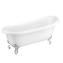 Astoria 1710 Roll Top Slipper Bath + Chrome Leg Set -Villeroy Shop astoriarolltopslipperbathwithchromeballclawfeet1710mmd2