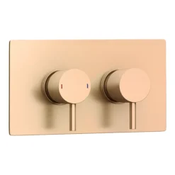 Arezzo Brushed Bronze Round Modern Twin Concealed Shower Valve With Diverter -Villeroy Shop avlvbrz2 d3