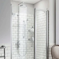 Burlington Avon Thermostatic Two Outlet Exposed Shower Valve, Rigid Riser & Kit With Fixed Head