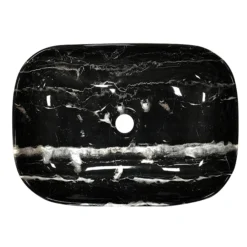 Arezzo 455 X 325mm Curved Rectangular Counter Top Basin - Gloss Black Marble Effect -Villeroy Shop az1004 d2