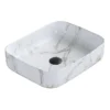 Arezzo 500 X 390mm Curved Rectangular Counter Top Basin - Gloss White Marble Effect