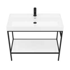 Venice Matt Black 1000mm Framed Washstand And Basin Inc. Tap + Bottle Trap -Villeroy Shop az10bfpm n detail2