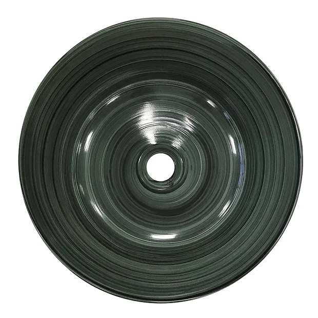 Arezzo Round Brushed Dark Green Counter Top Basin 0TH - 358mm Diameter 4 Arezzo Round Brushed Dark Green Counter Top Basin 0TH - 358mm Diameter - Image 4