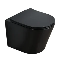 Arezzo Matt Black Rimless Wall Hung Toilet Incl. Soft Close Seat -Villeroy Shop az233wmb d5
