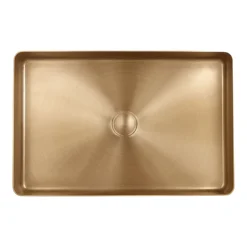 Arezzo Brushed Brass 340 X 520mm Rectangular Stainless Steel Counter Top Basin + Waste -Villeroy Shop az3452bb d3