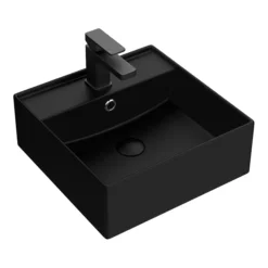 Arezzo 405mm Matt Black Square Wall Mounted / Counter Top Basin -Villeroy Shop az4bmb n d1