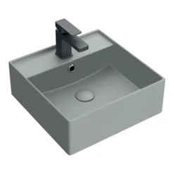Arezzo 405mm Matt Grey Square Wall Mounted / Counter Top Basin -Villeroy Shop az4bmh n d1