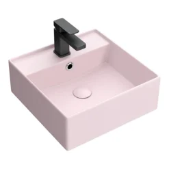 Arezzo 405mm Matt Pink Square Wall Mounted / Counter Top Basin -Villeroy Shop az4bmp nd1