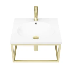 Arezzo 500 Wall Hung Basin With Brushed Brass Towel Rail Frame -Villeroy Shop az5bbfrm d4n