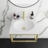 Arezzo 500 Wall Hung Basin With Brushed Brass Towel Rail Frame