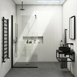 Arezzo 500 Black Marble Effect Worktop With Matt Black Wall Mounted Frame -Villeroy Shop az5blkfrmbm d2