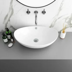 Arezzo Stone Resin Floating Basin Shelf Inc. Oval Basin - 600mm Wide -Villeroy Shop az6mwslfb1 d1